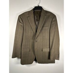 Ralph Lauren LRL Sport Coat Mens 40R Brown Houndstooth Silk Wool Blazer